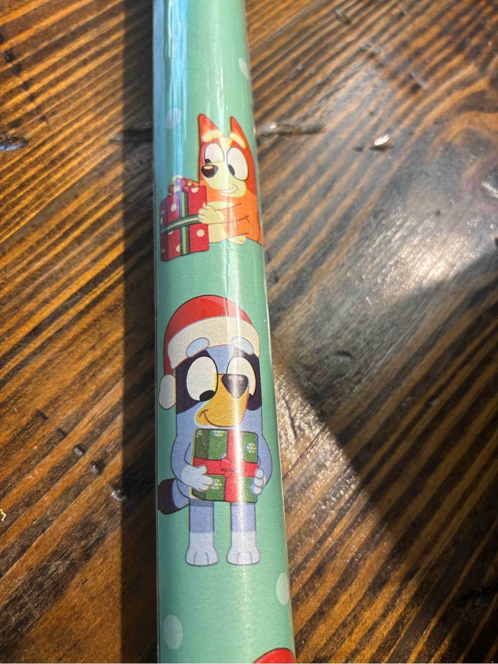 NWT- BLUEY Holiday Wrapping Paper Roll - Mint Blue Design